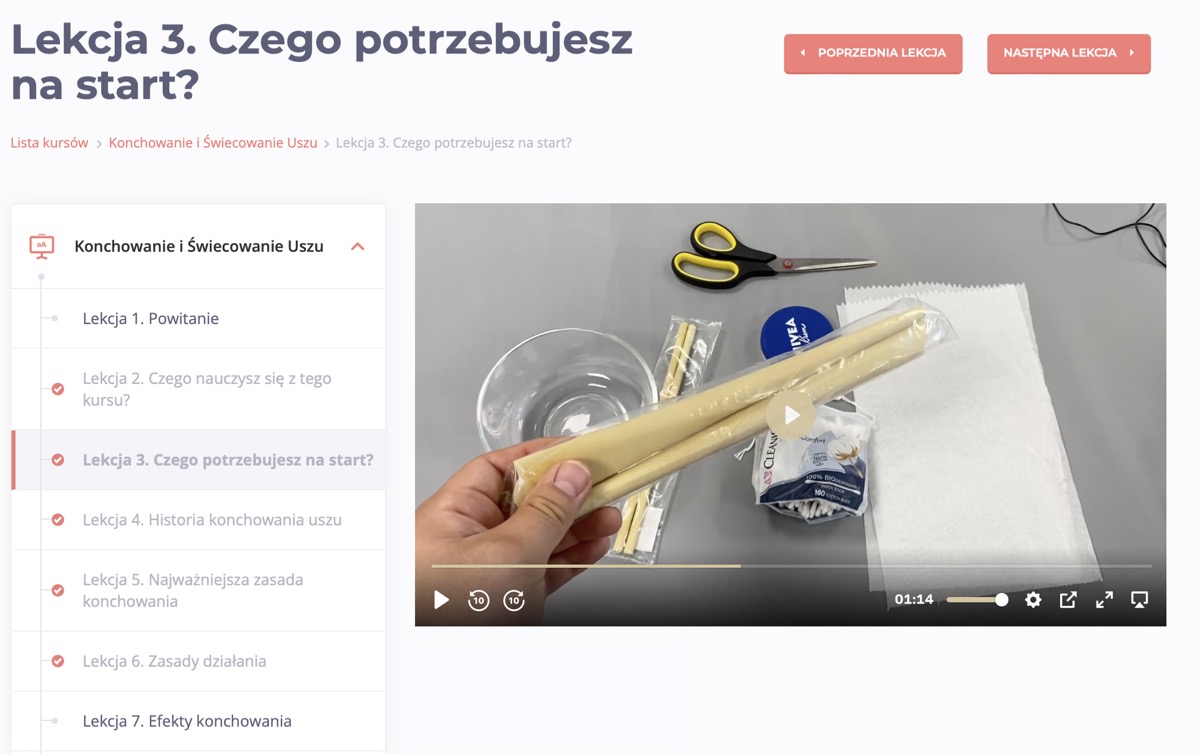 Podgląd platformy kursu - Lekcja 3. Czego potrzebujesz na start?